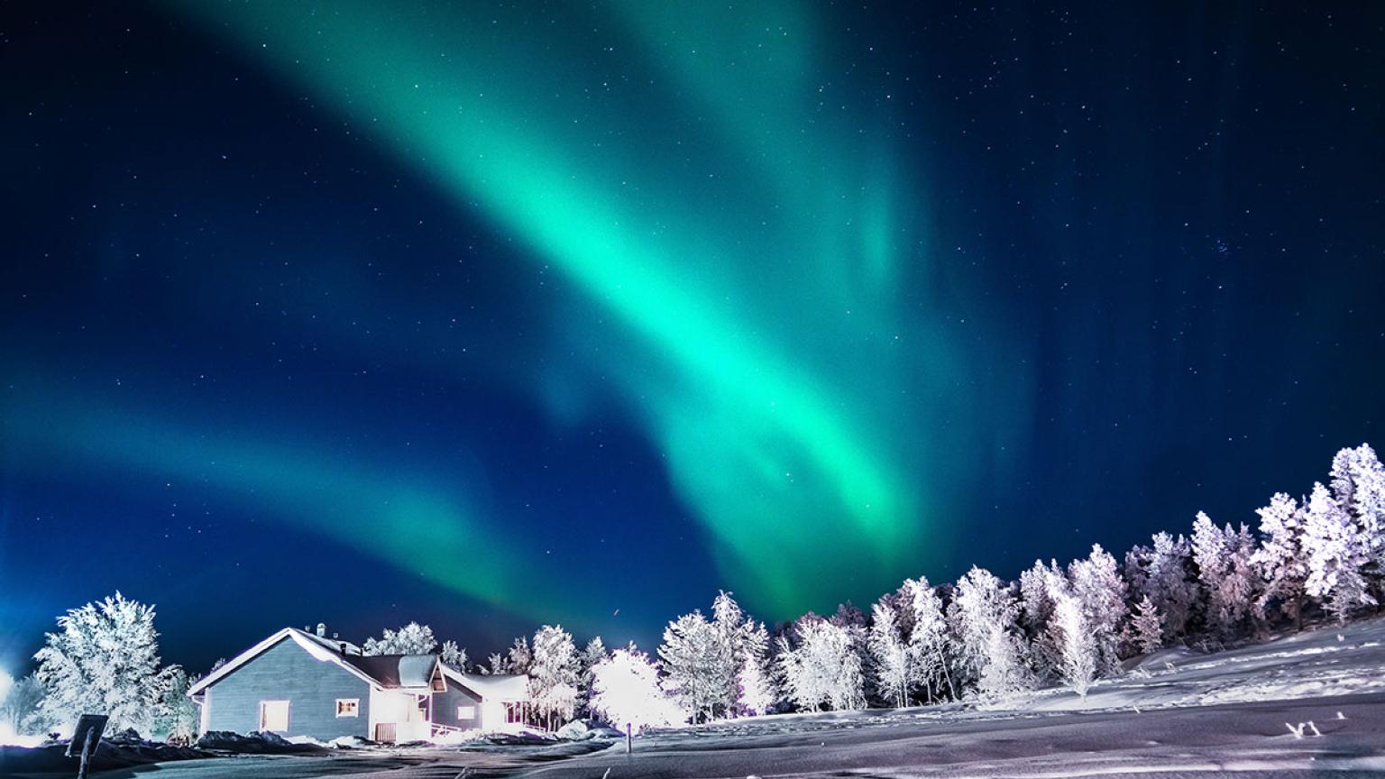 Aurora boreal en Finlandia, Laponia