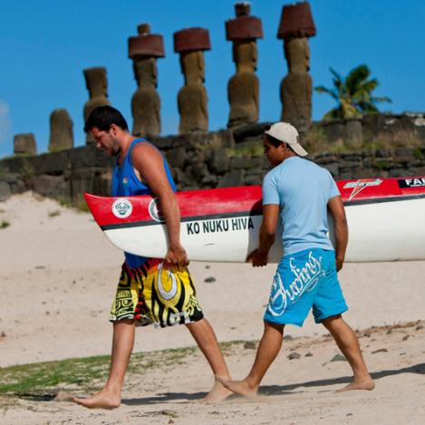 Playa de Anakena, isla de Pascua, Chile