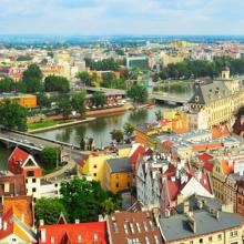 Vista panorámica de Breslavia desde la catedral de San Juan Bautista, Polonia