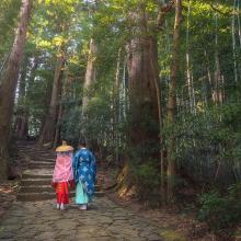 Peregrinos en Kumano Kodo, Wakayama, Japón