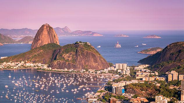 Atardecer en Pan de Azúcar en Río de Janeiro, Brasil